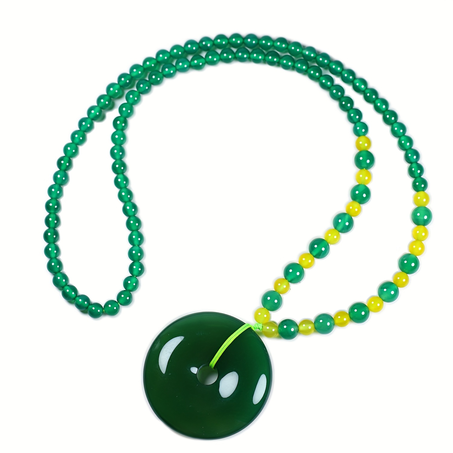 Natural Green Agate Peace Buckle Pendant Necklace for Couples